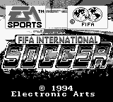 FIFA International Soccer title screen for GameBoy